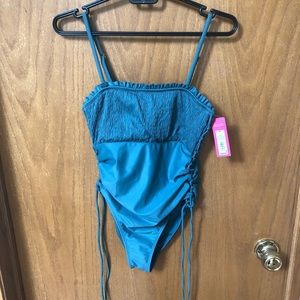 Dark aqua green one-piece swimsuit